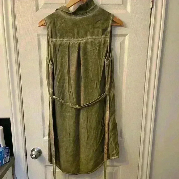 women’s boho green button fp front with tie dress Black Swan size Large - Picture 4 of 10